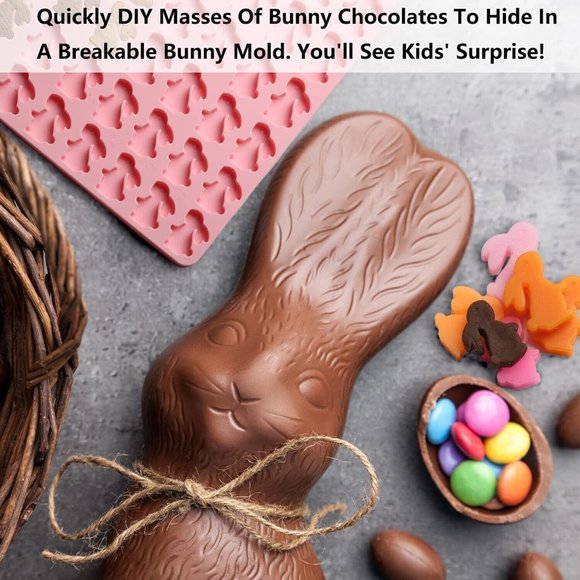 Bunny Rabbit Silicone Molds for Candy Gummies Chocolate Easter Small Dog Treats - Picture 7 of 11